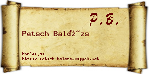 Petsch Balázs névjegykártya